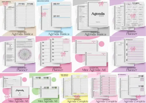 Agenda Floral Preta Permanente e Não Datada Arquivo Digital