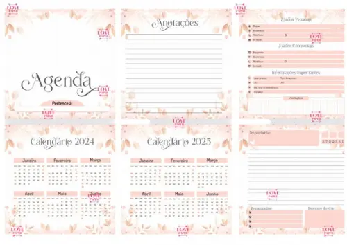Agenda Psicologia Feminina 2024 Arquivo Digital