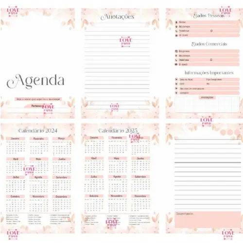 Agenda Psicologia Feminina 2024 Arquivo Digital