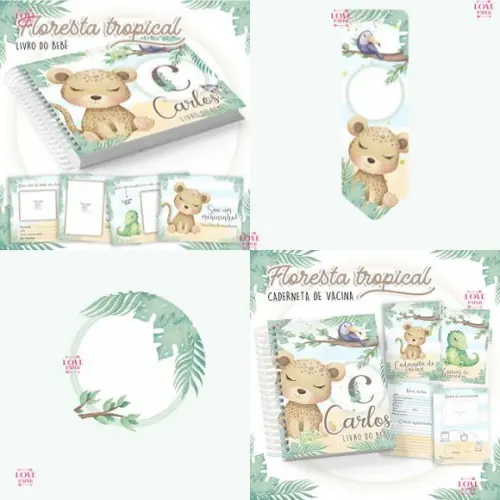 Arquivo Combo Caderneta e Livro Floresta Tropical Alfabeto