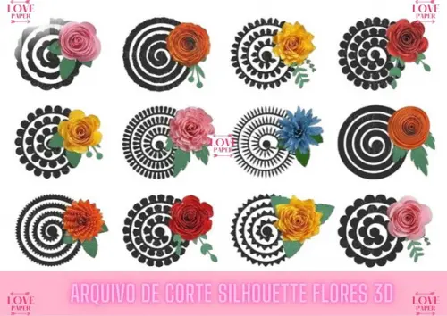 Arquivo de Corte Silhouette Flores 3d