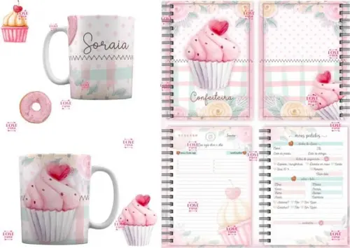 Arquivo Digital Agenda Confeiteira Arte para Caneca