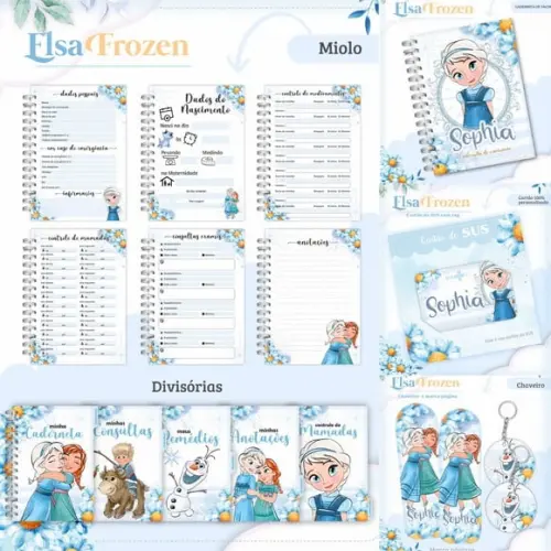 Caderneta + Cartão do Sus Elsa Frozen Arquivo Digital