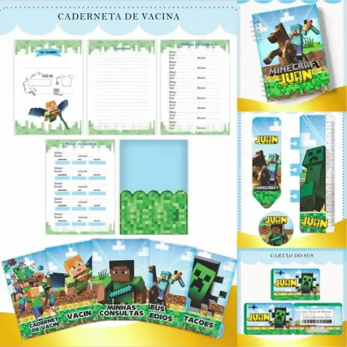 Caderneta + Cartão do Sus Minecraft Arquivo Digital