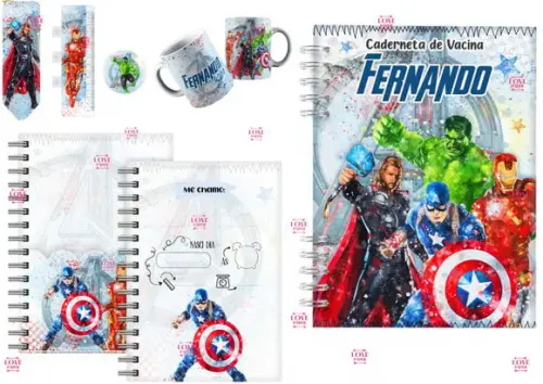 Caderneta Arte Caneca Cartão Sus Vingadores Arquivo Digital