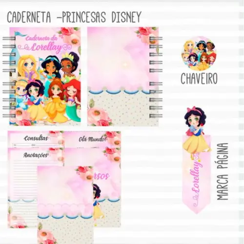 Caderneta e Livro do Bebê Princesas Disney - Arquivo Digital
