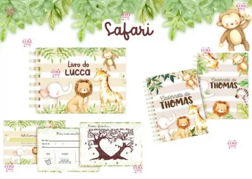 Caderneta Livro do Bebê e Bloquinho Safári - Arquivo Digital