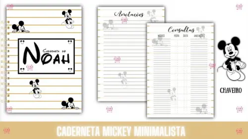 Caderneta Mickey Minimalista Arquivo Digital