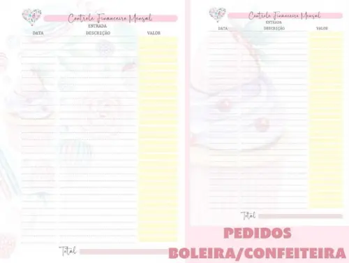 Caderno de Pedidos Confeitaria/boleira Arquivo Digital