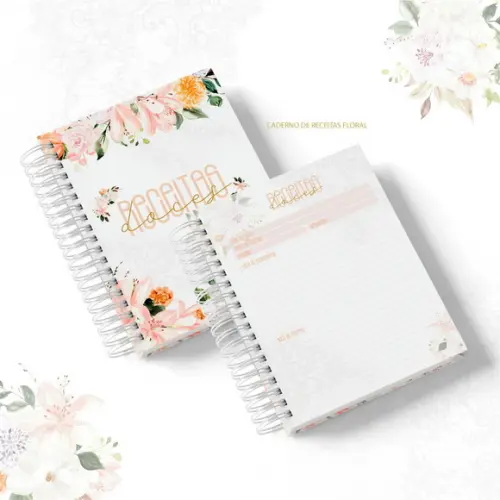 Caderno de Receitas Mamãe e Vovó Floral Arquivo Digital