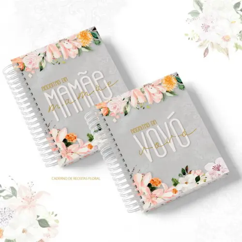 Caderno de Receitas Mamãe e Vovó Floral Arquivo Digital