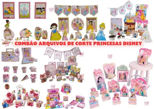 Combão Arquivos de Corte Princesas Disney - 8 Kits