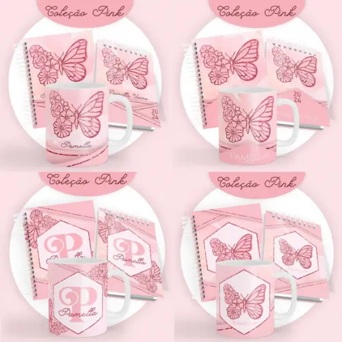 Combo Agenda Caderno Bloquinho Pink 2024 Arquivo Digital