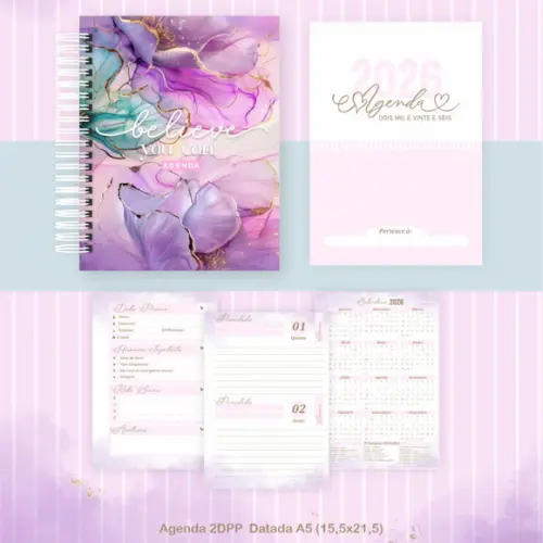 Combo Agenda e Planner Believe You Can 2026 Arquivo Digital