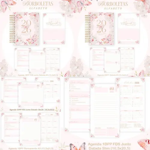 Combo Agenda e Planner Borboletas Alfabeto 2026 Arquivo