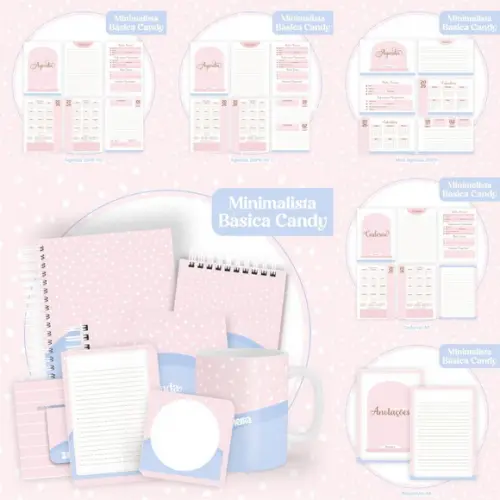 Combo Agenda Minimalista Básica Candy 2025 Arquivo Digital