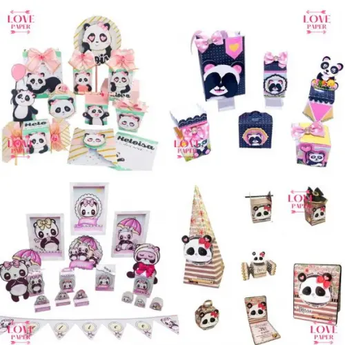 Combo Arquivo de Corte Panda Rosa - 8 Modelos
