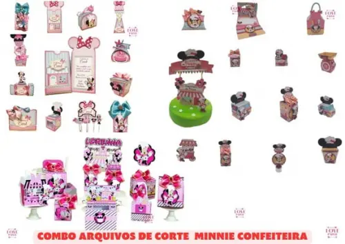 Combo Arquivos de Corte Minnie Confeiteira 4 Modelos