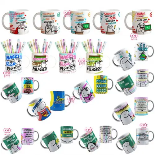 Combo Arte Caneca Flork Dia dos Professores Arquivo Digital