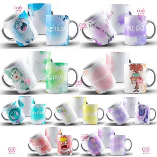 Combo Arte para Caneca Divertidamente 2 Aquarela