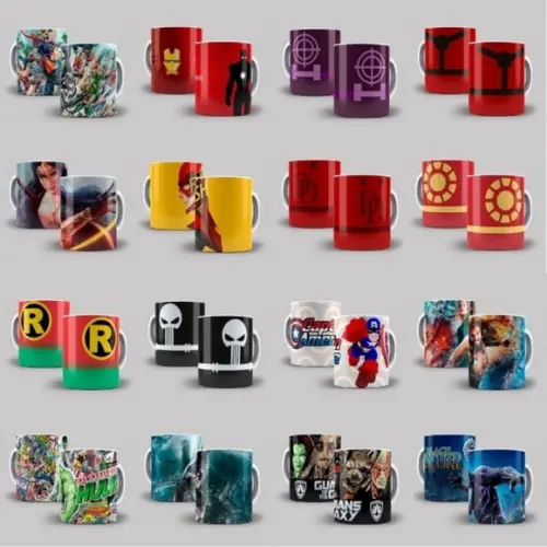 Combo Artes para Canecas Heróis Arquivo Digital
