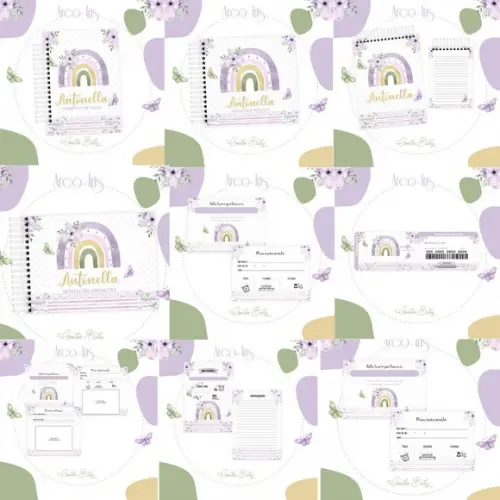 Combo Baby Caderneta e Livro Arco-íris Lilás Arquivo Digital