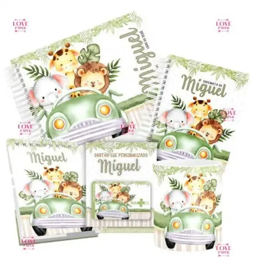 Combo Caderneta Bloquinho e Livro Safari Aquarela Menino