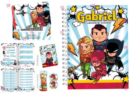 Combo Caderneta e Cartão do Sus Heróis Cute Arquivo Digital