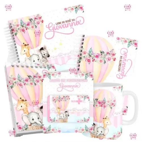 Combo Caderneta e Livro Animais Baloeiros Menina Arquivo