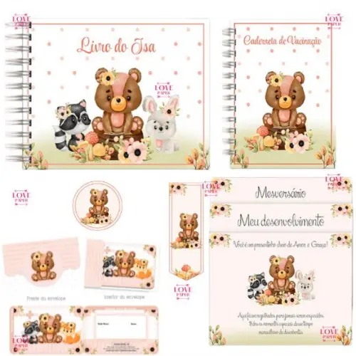 Combo Caderneta e Livro Bosque Menina Arquivo Digital
