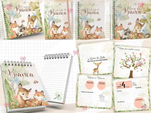 Combo Caderneta e Livro Bosque Menina e Menino 2