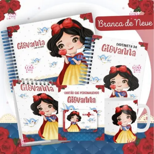 Combo Caderneta e Livro Branca de Neve Cute Arquivo Digital