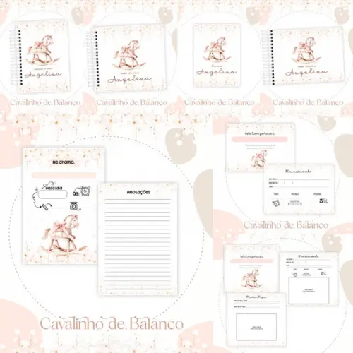 Combo Caderneta e Livro Cavalinho Menina Arquivo Digital
