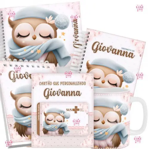 Combo Caderneta e Livro Corujinha Cute Arquivo Digital