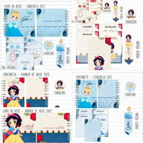 Combo Caderneta e Livro Cinderela e Branca de Neve