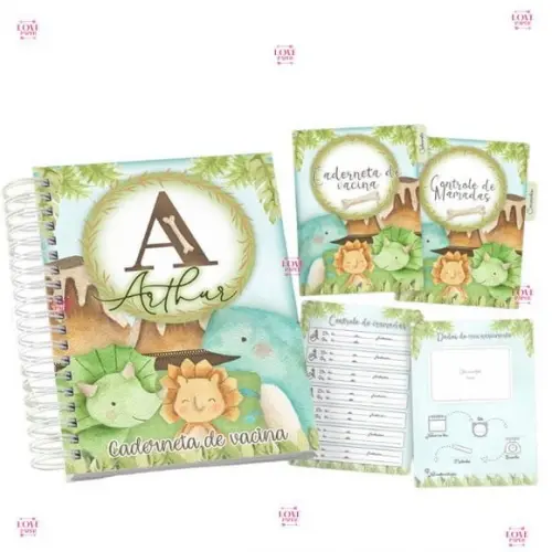 Combo Caderneta e Livro Dinossauros Alfabeto Arquivo Digital