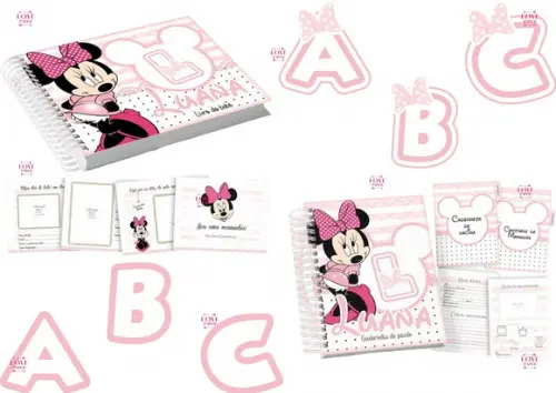Combo Caderneta e Livro do Bebê Minnie Rosa Arquivo Digital