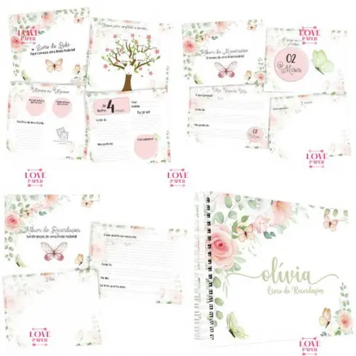 Combo Caderneta e Livro Floral Arquivo Digital