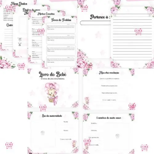 Combo Caderneta e Livro Girafinha Clean Menina Arq Digital