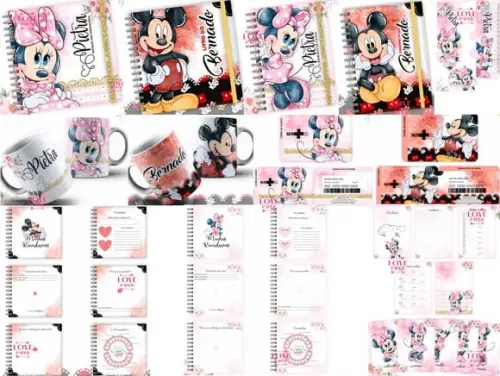 Combo Caderneta e Livro Minnie e Mickey Arquivo Digital