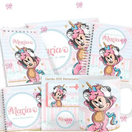 Combo Caderneta e Livro Minnie Unicórnio Arquivo Digital