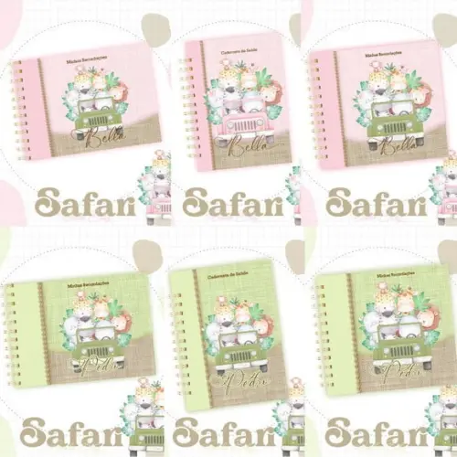 Combo Caderneta e Livro Safari Menina e Menino 2 Arquivo