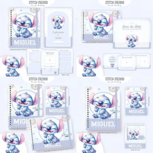 Combo Caderneta e Livro Stitch Menino Arquivo Digital
