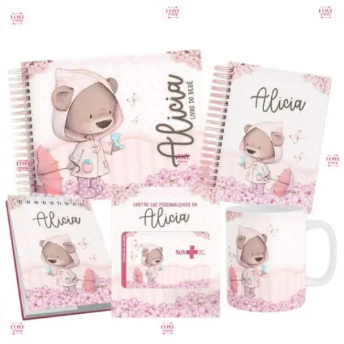 Combo Caderneta e Livro Ursinha Chuva de Amor Arquivo