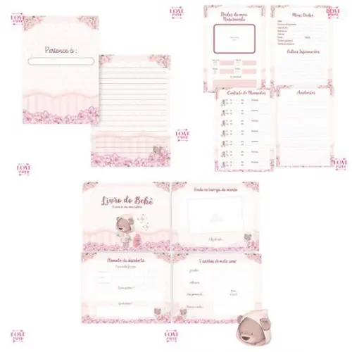 Combo Caderneta e Livro Ursinha Chuva de Amor Arquivo