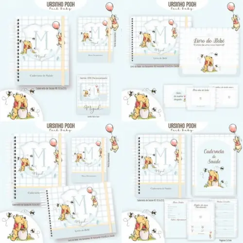 Combo Caderneta e Livro Ursinho Pooh Menino- Arquivo Digital
