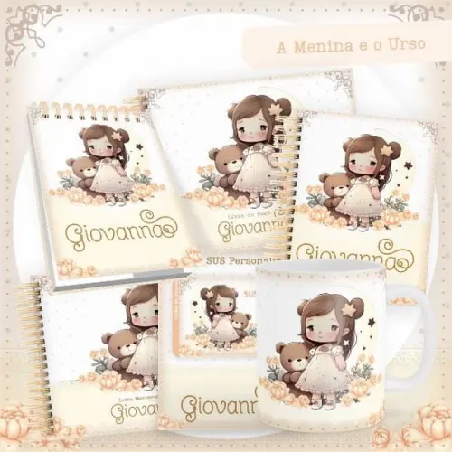 Combo Caderneta e Livros a Menina e o Urso Arquivo Dgital
