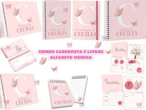 Combo Caderneta e Livros Alfabeto Menina Arquivo Digital