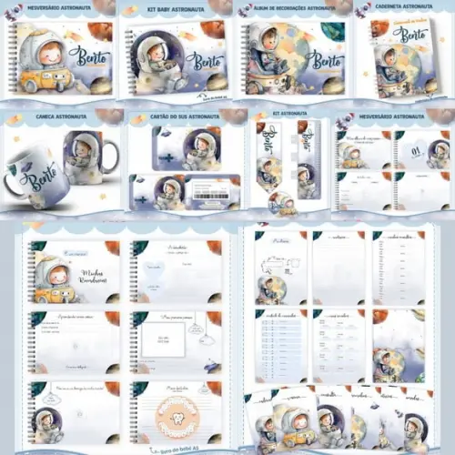 Combo Caderneta e Livros Astronauta Aquarela 2 Arquivo