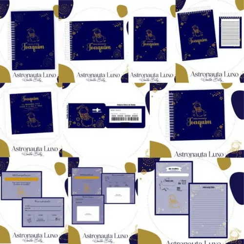Combo Caderneta e Livros Astronauta Menino Luxo Arquivo